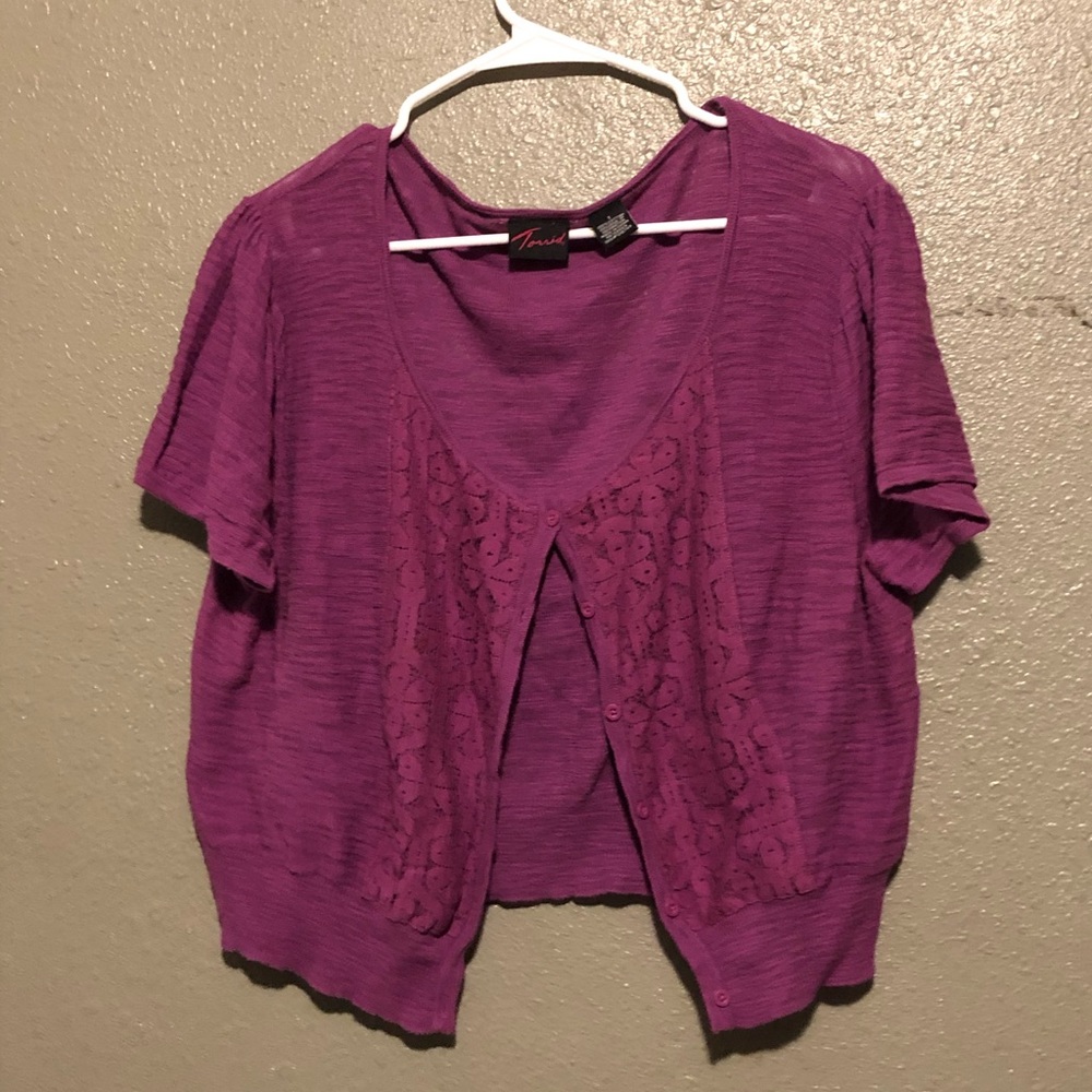 Gently used Torrid's purple cardigan